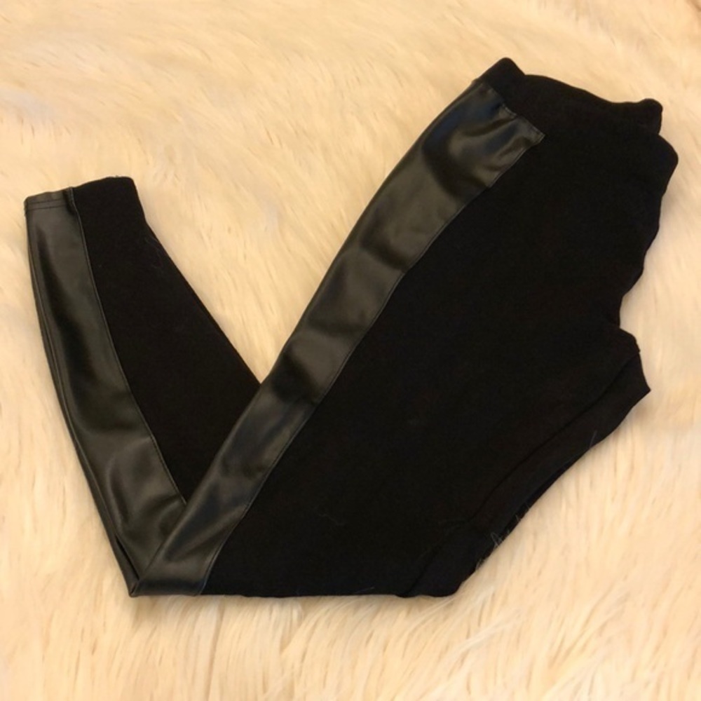 NORDSTROM FAUX LEATHER PANEL LEGGINGS Medium